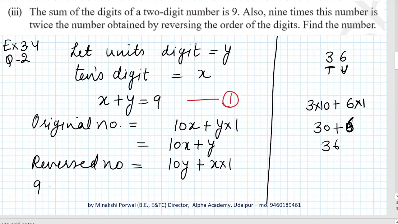 the sum of 2 digit number is 9