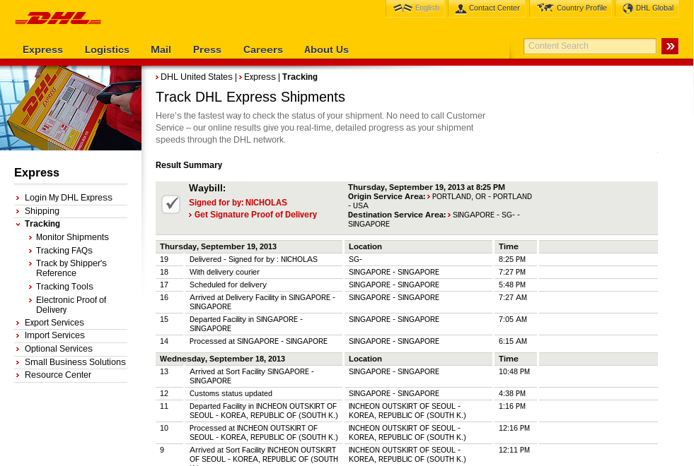 dhl international tracking express