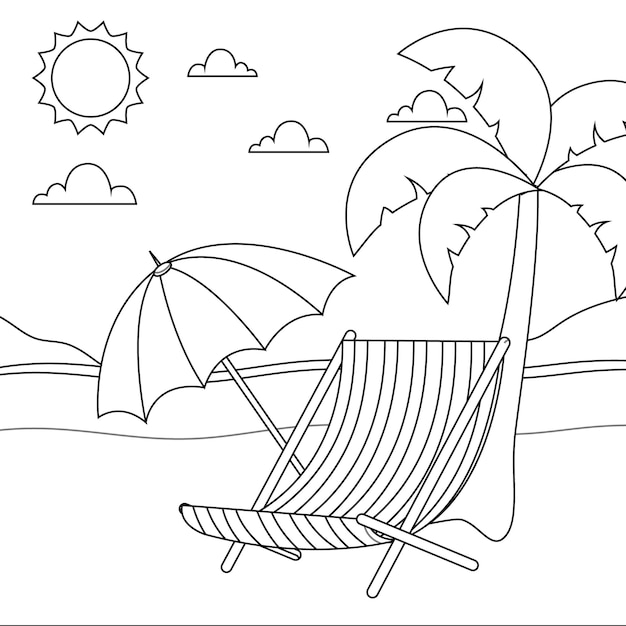 dibujo vacaciones de verano para colorear