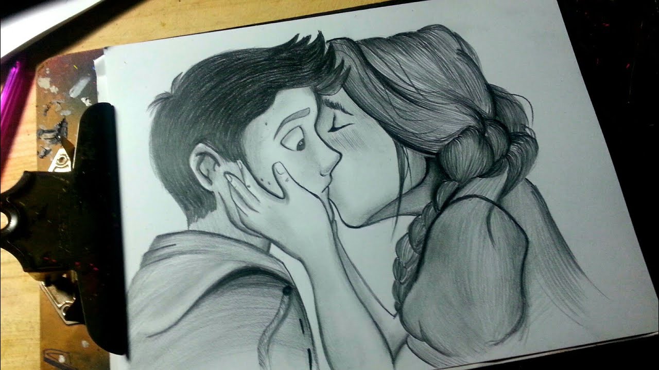 dibujos a lapiz parejas besandose