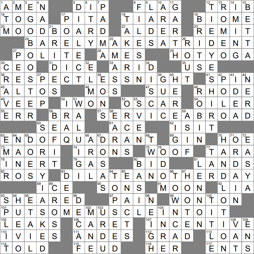 dice throw crossword clue