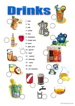 drinks worksheet