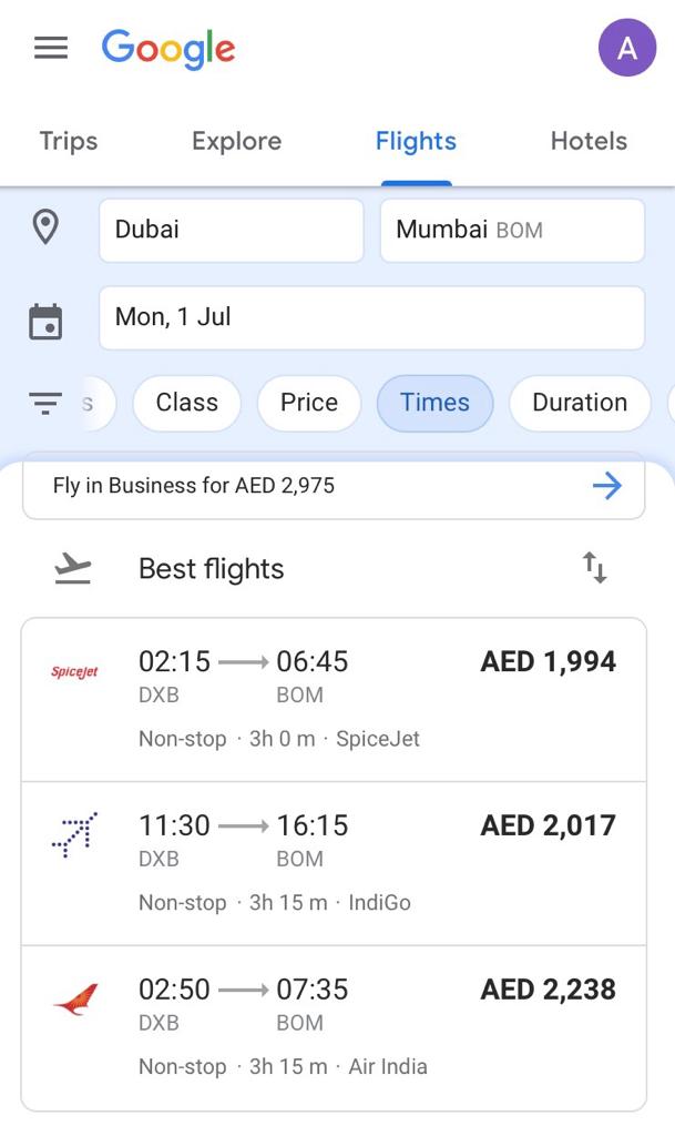 dubai to india flight time