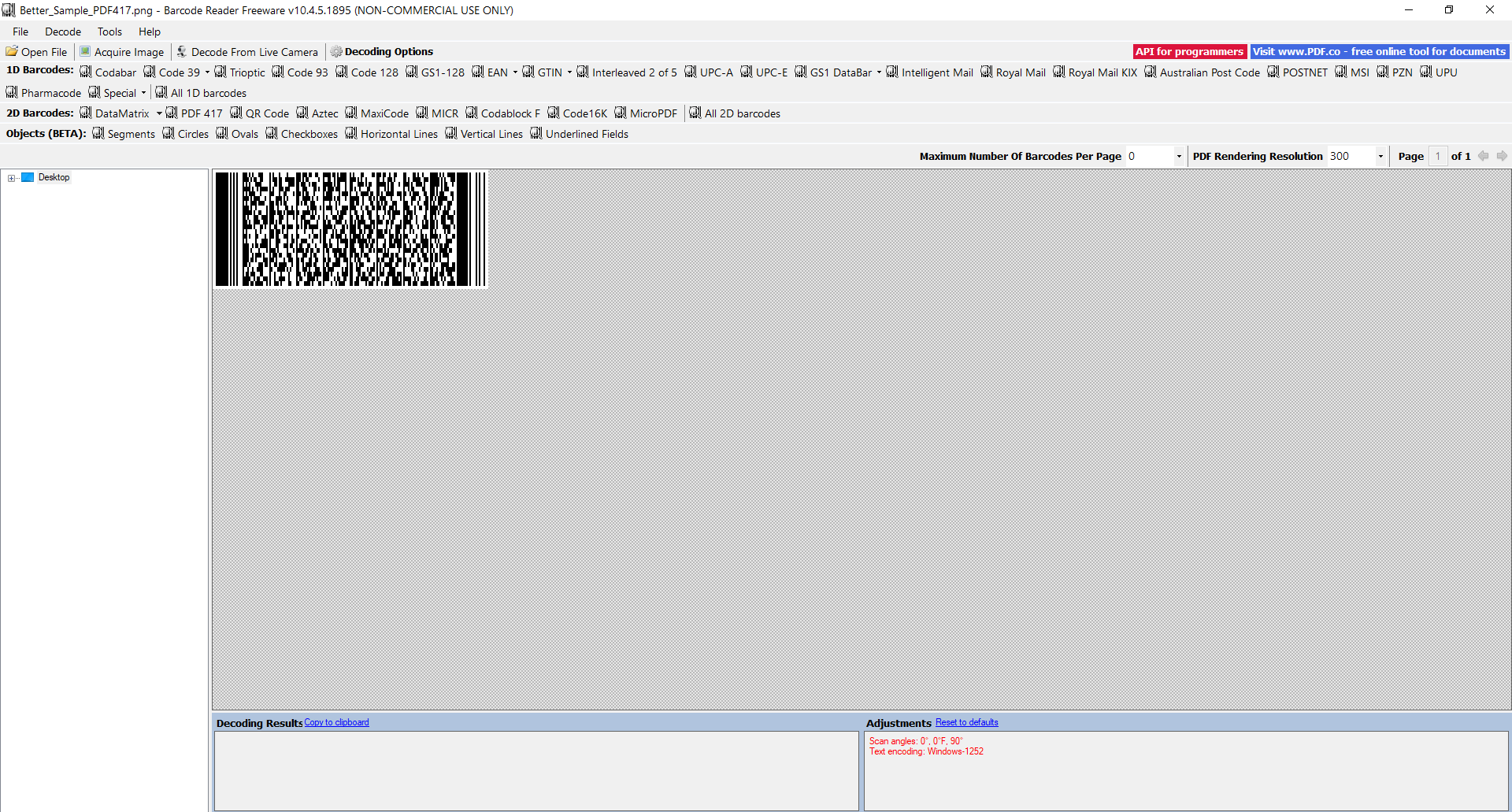 pdf417 barcode decoder online