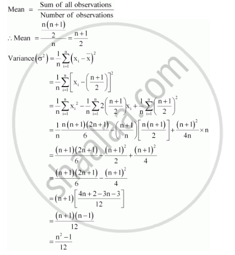 the variance of the first n natural numbers is