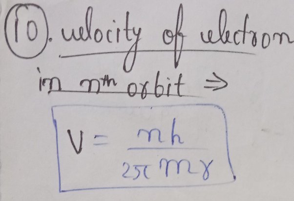 velocity of an electron in nth orbit