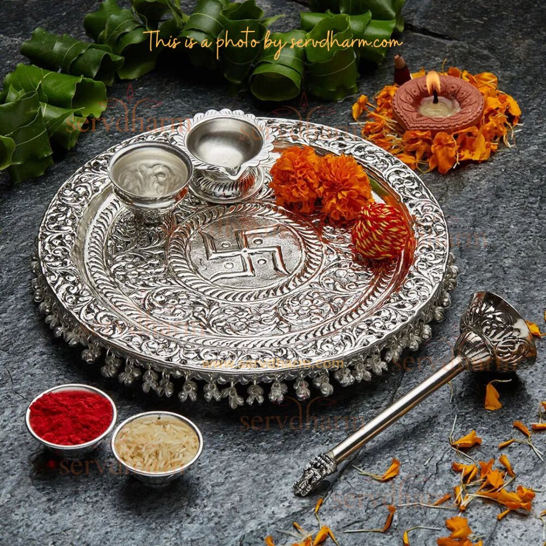 silver plated thali set