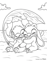 stitch y angel para colorear