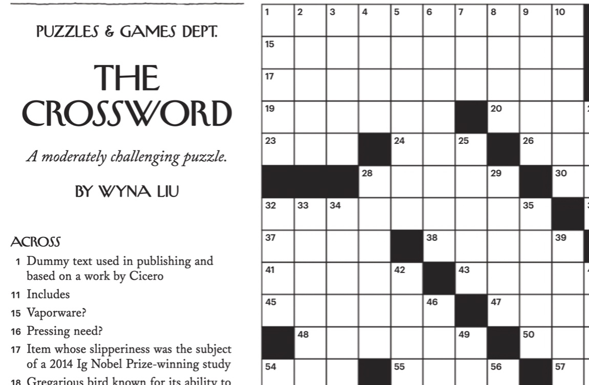 new yorker crossword