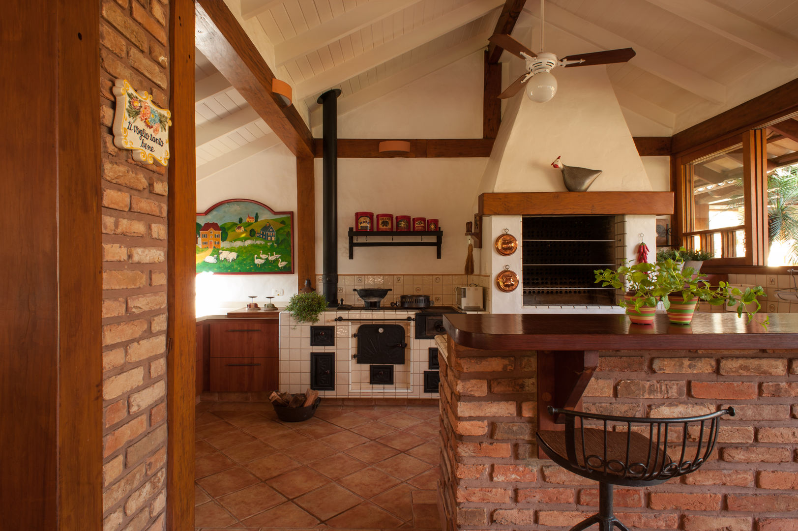 cocina de ladrillo y cemento