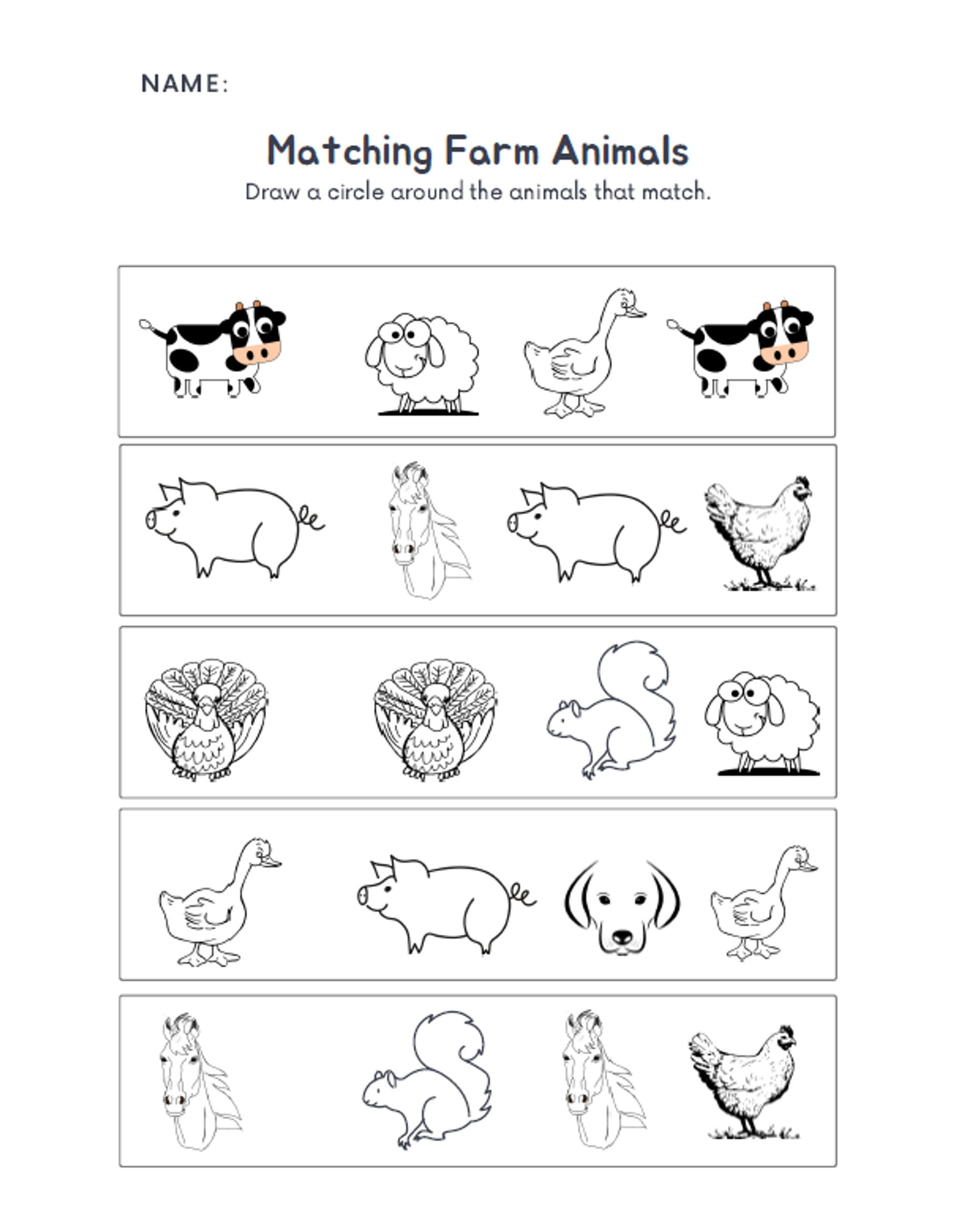 farm animals worksheet