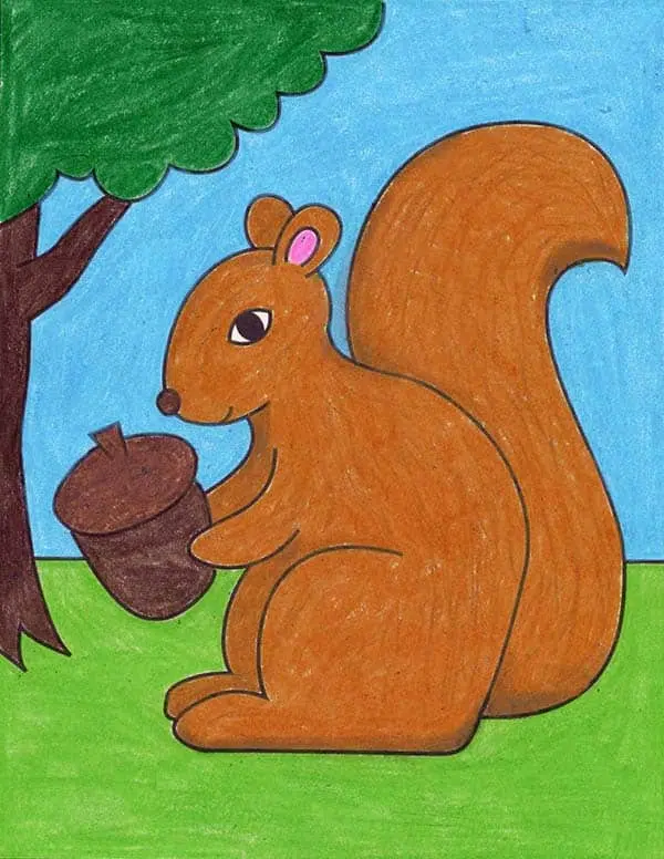 easy simple squirrel drawing