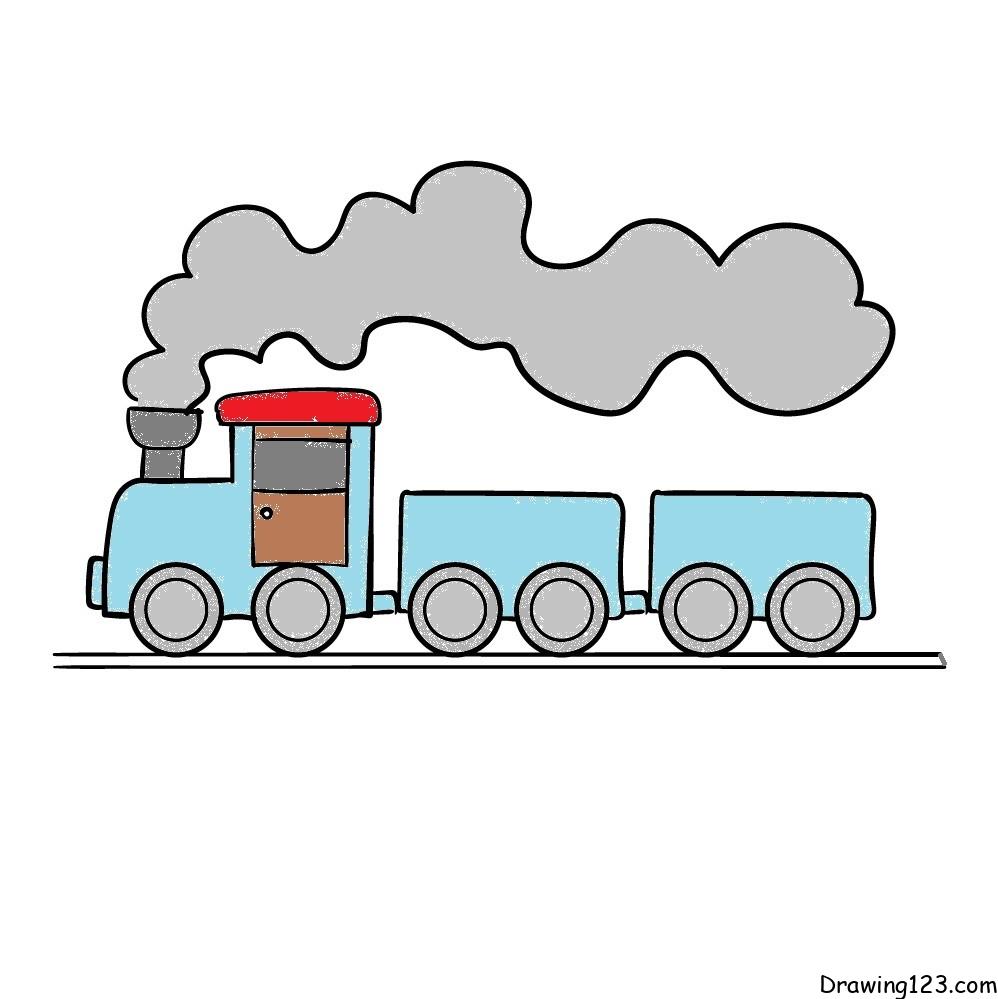 easy simple train drawing