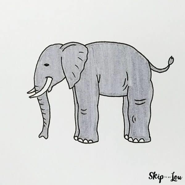 easy way to draw elephant