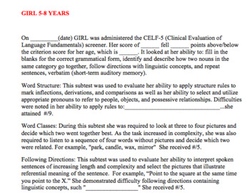 celf 5 screening test