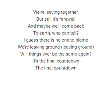 final countdown song lyrics