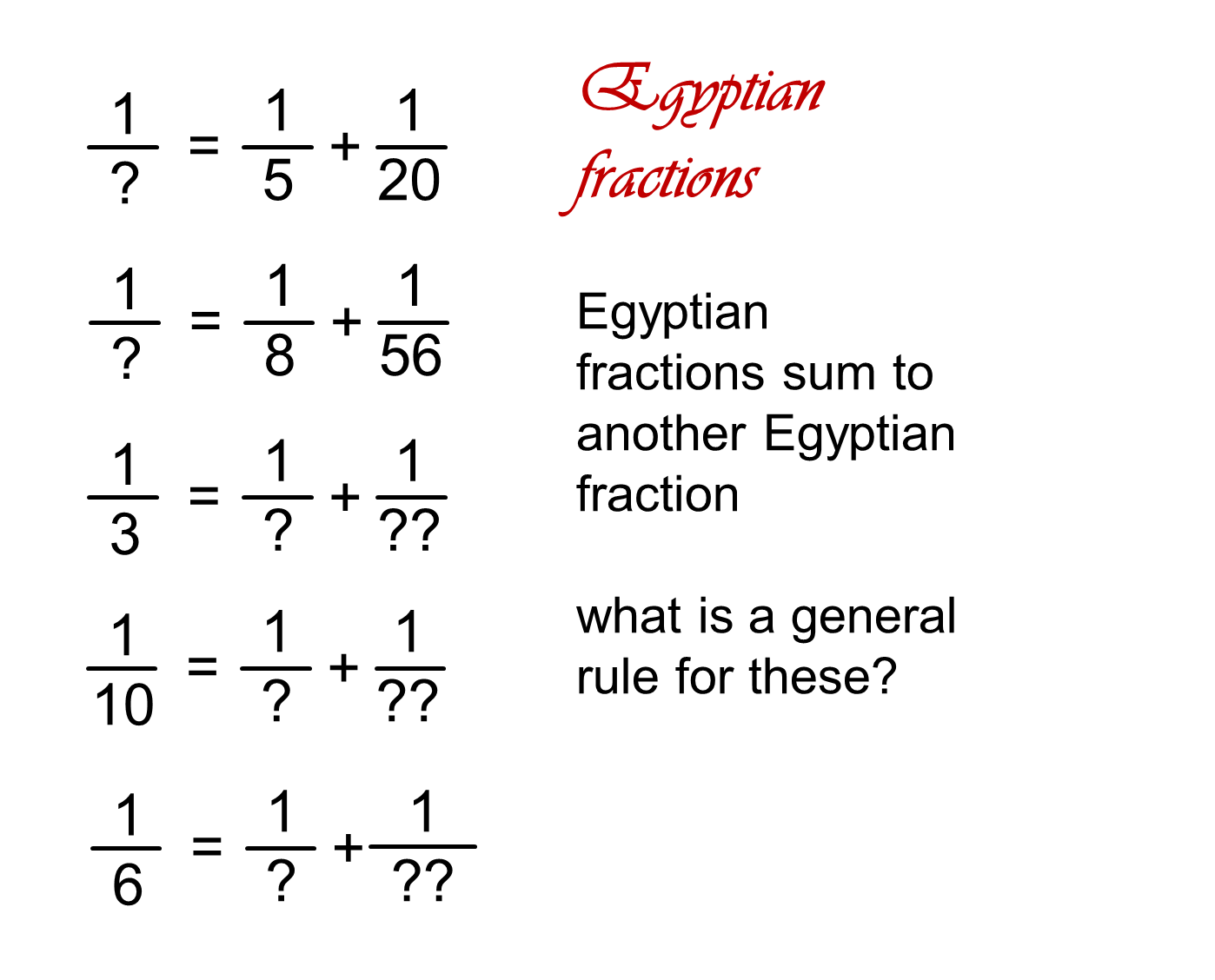 egyptian fractions worksheet