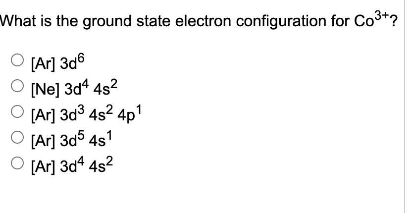 electron configuration of co+3