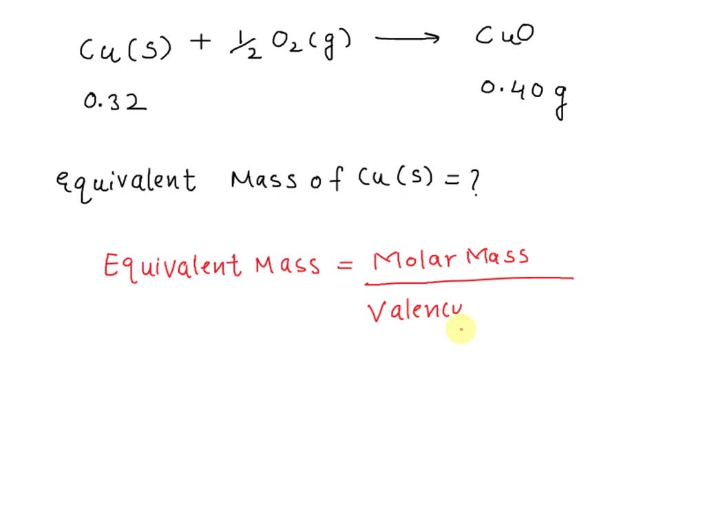 equivalent mass of copper