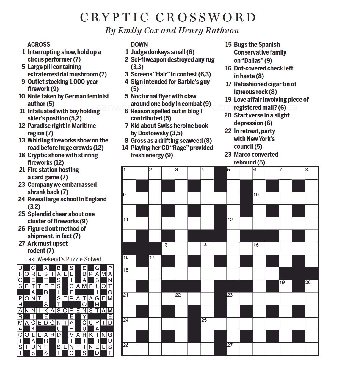 explosive device crossword clue