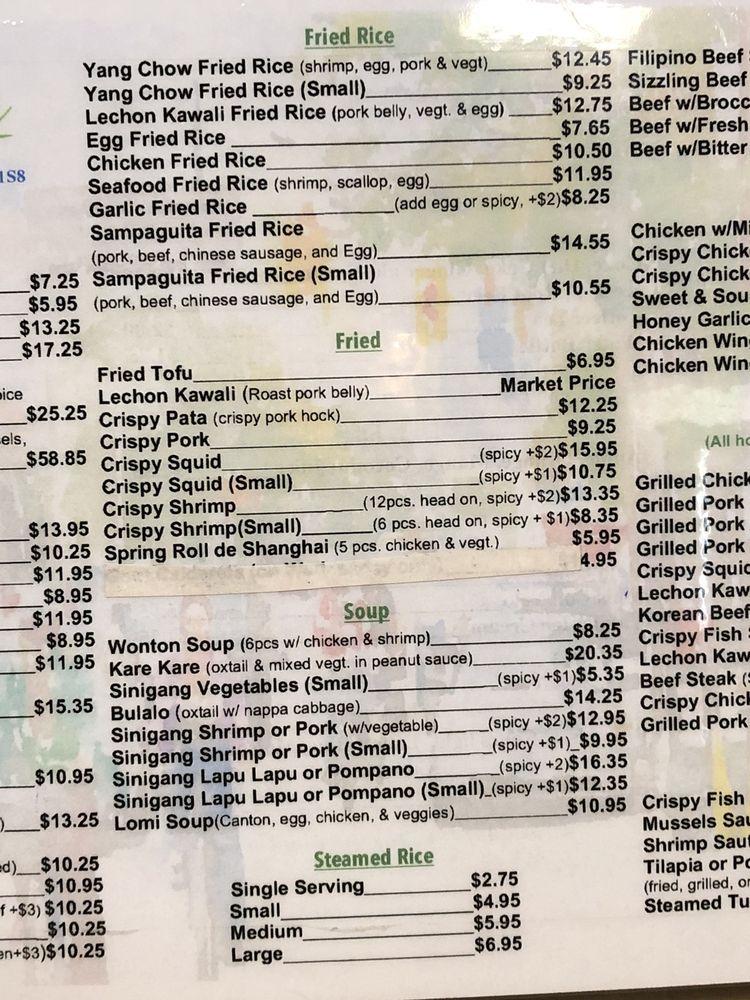 sampaguita village menu