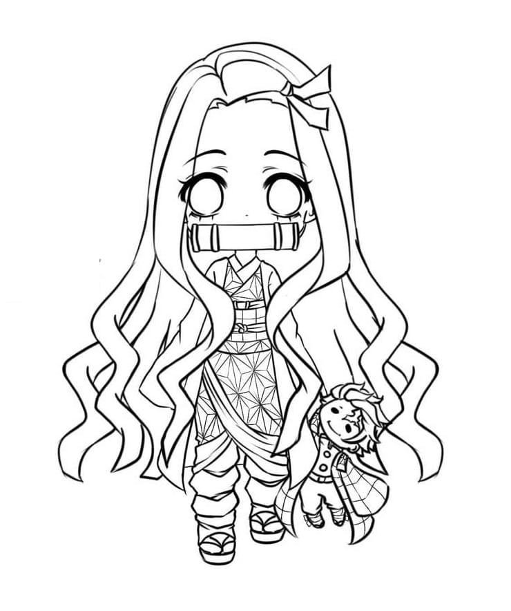 nezuko colouring page