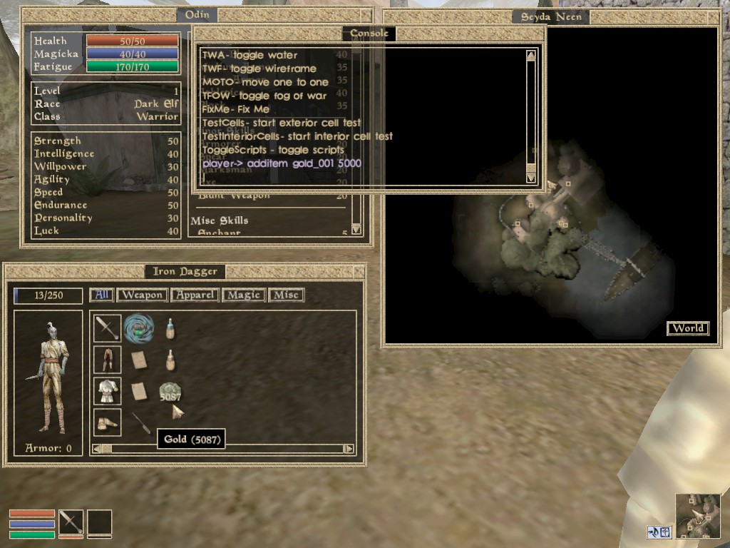 morrowind gold console command