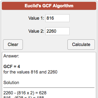 euclidean algorithm calculator