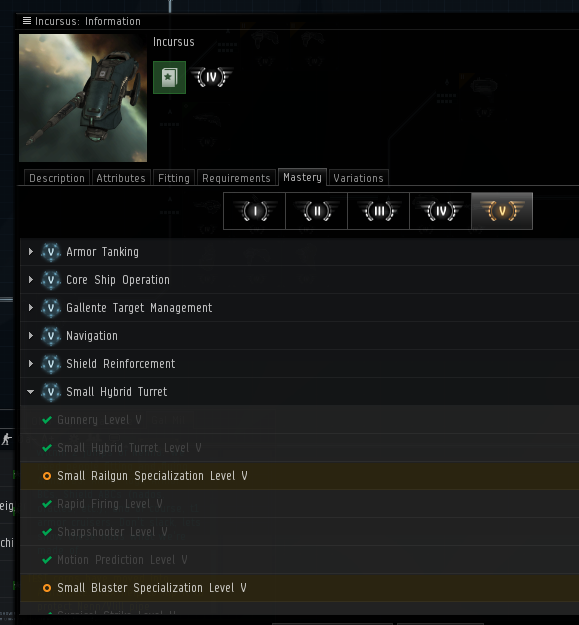 eve online ship mastery