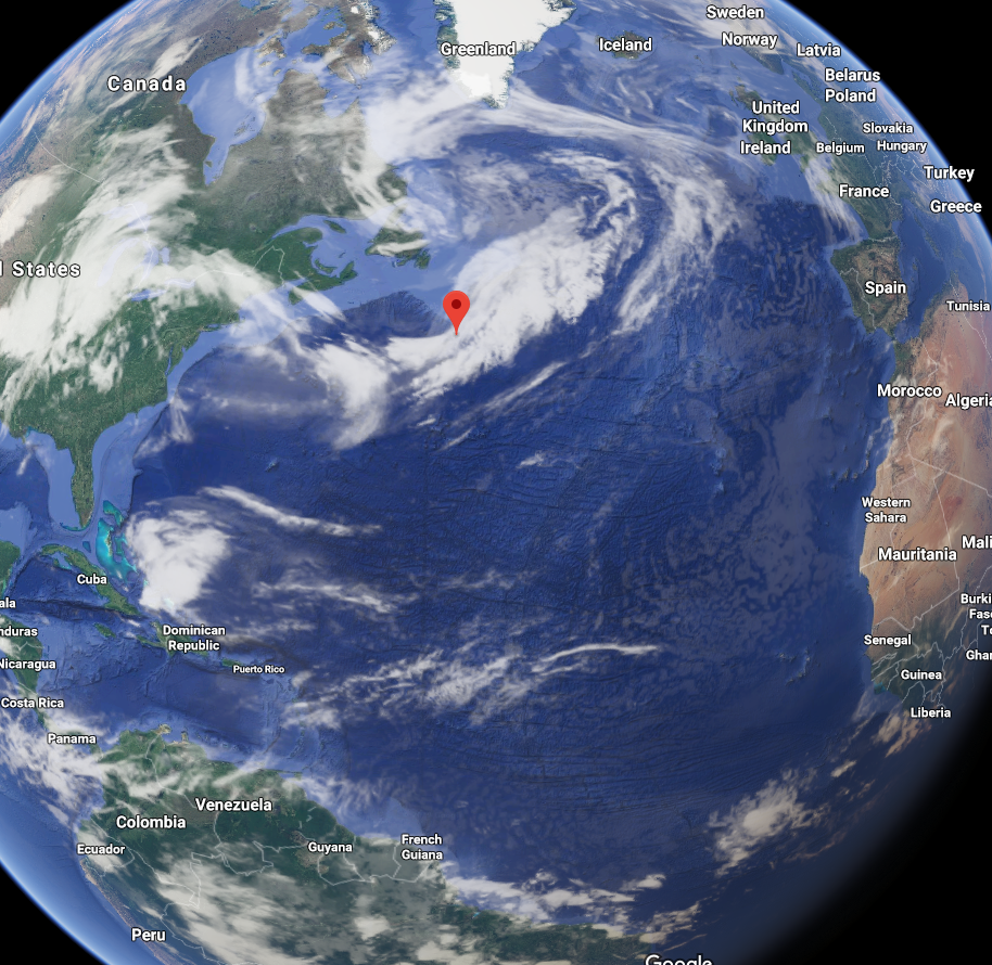 location of titanic on google earth