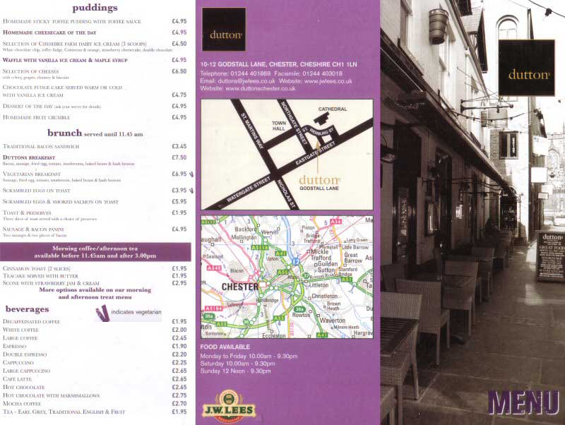 duttons restaurant chester menu