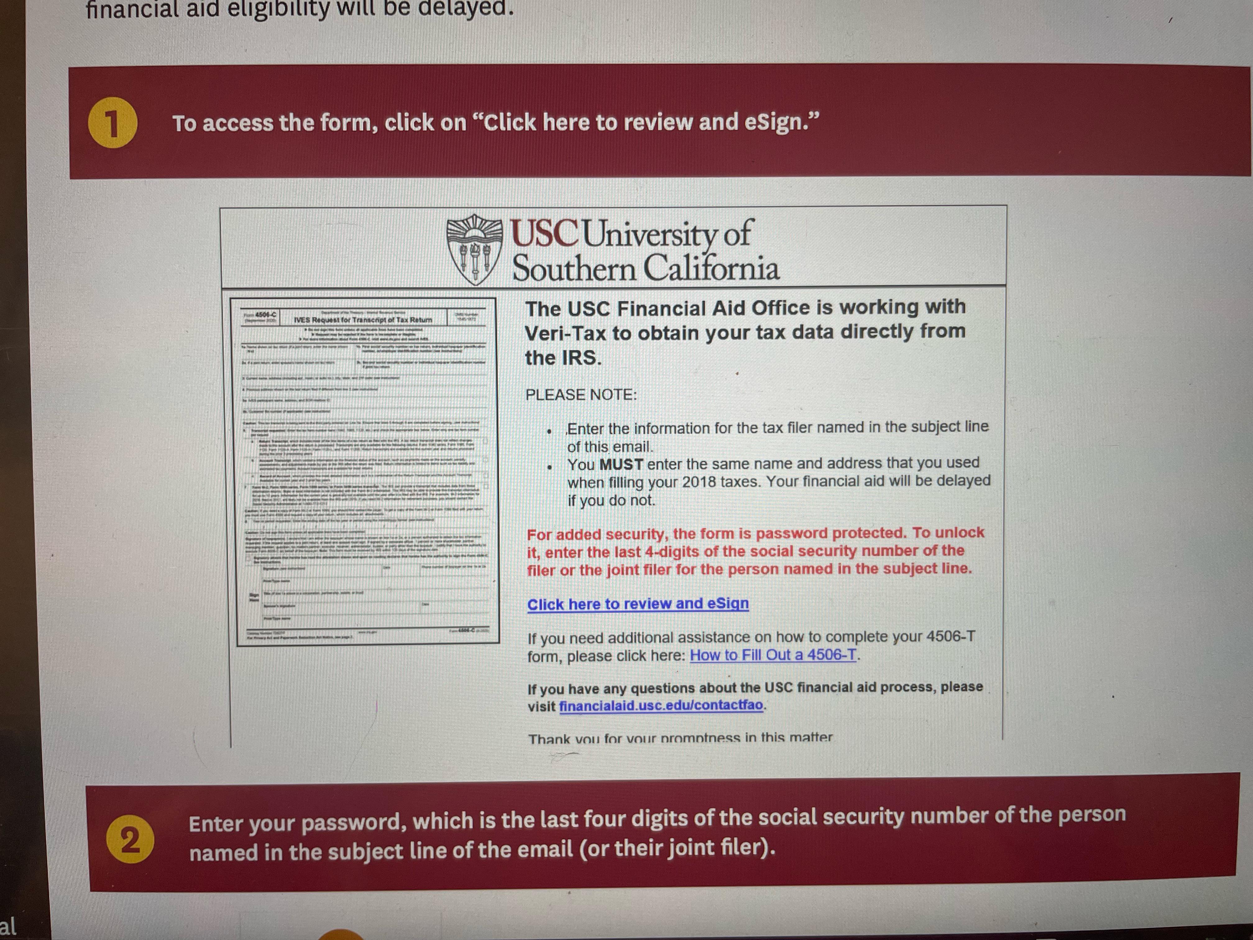 usc financial aid portal