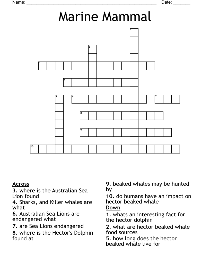 mammal type crossword clue