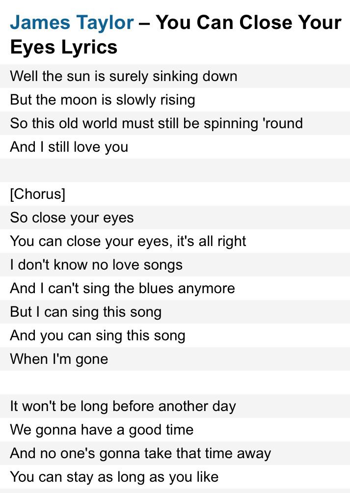 close your eyes song lyrics