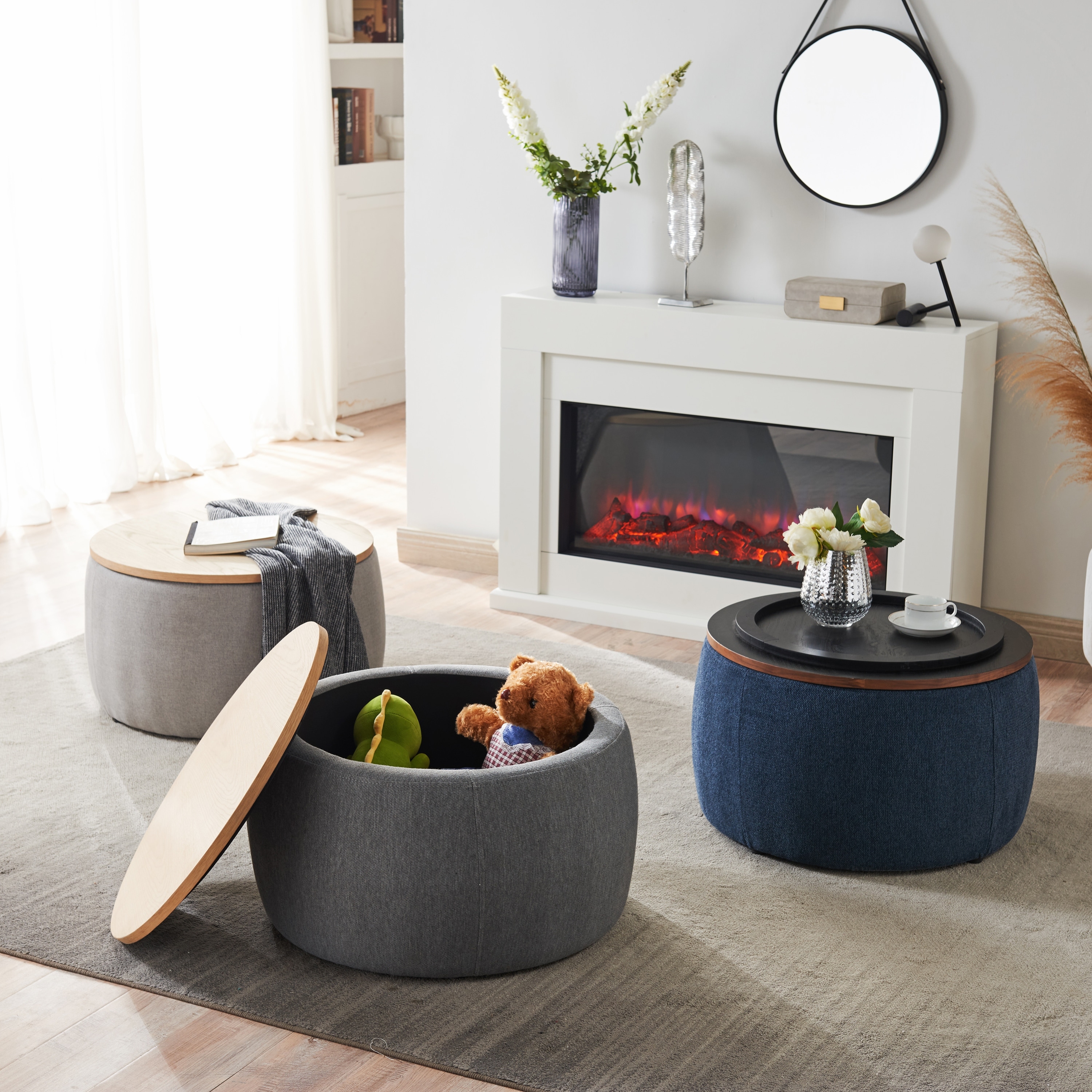 large round storage ottoman