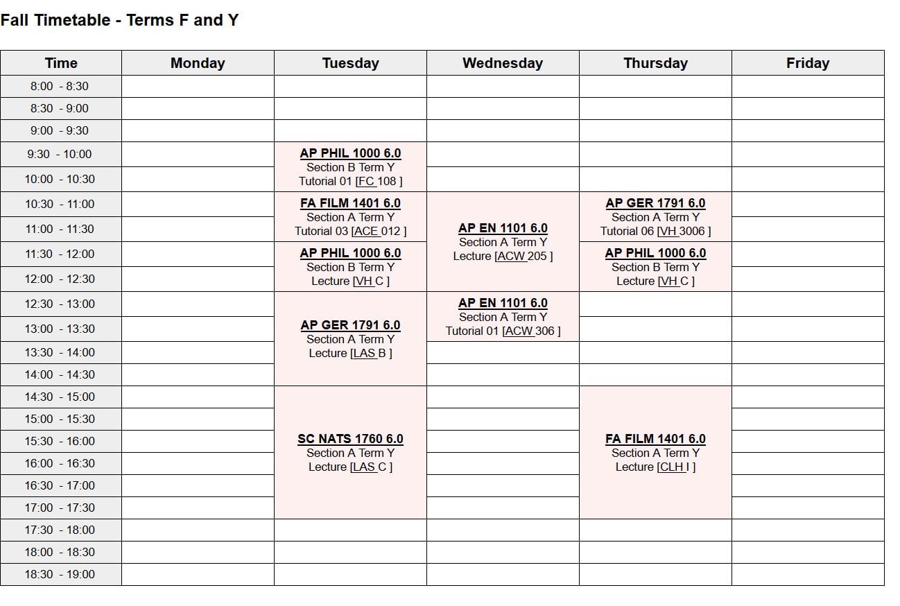 plot my timetable yorku