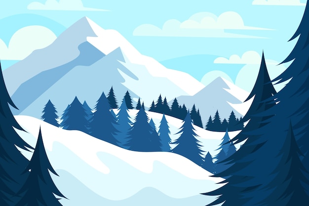 snowy mountains vector