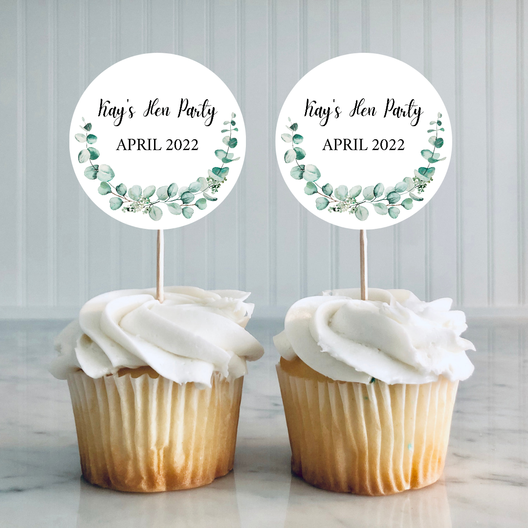 eucalyptus cupcake toppers