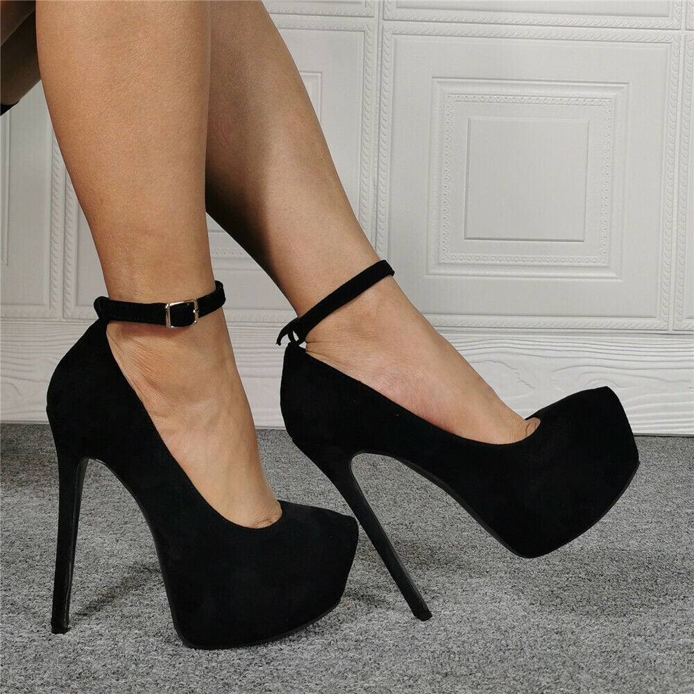 round toe heels with ankle strap