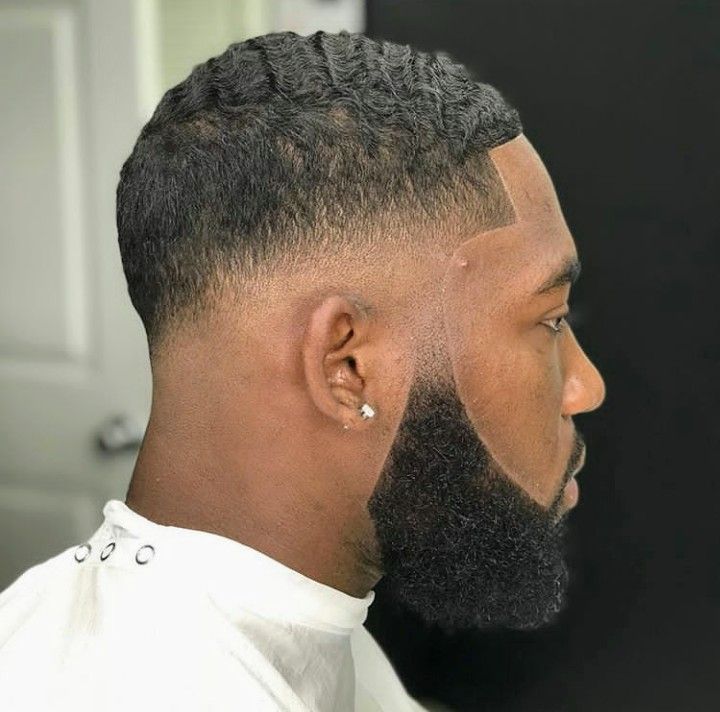 fade haircut black man with beard