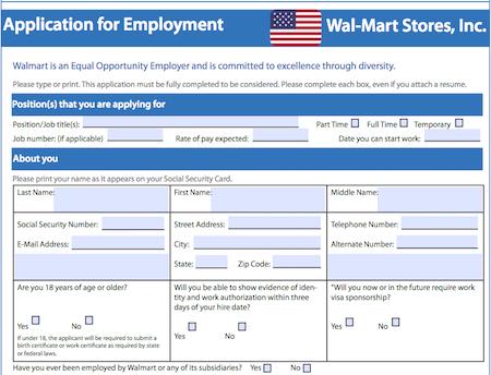 walmart employment application