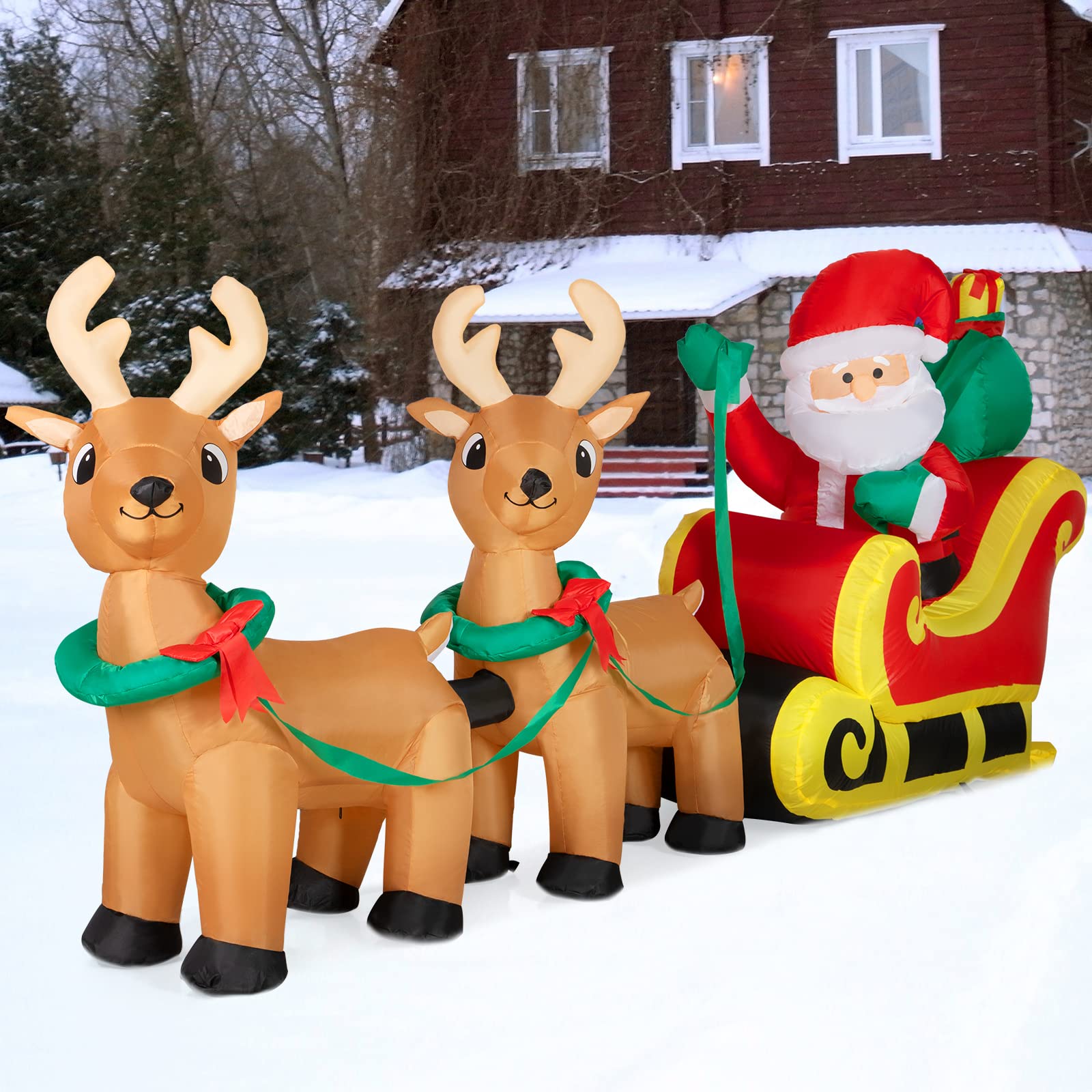 inflatable sleigh and reindeer