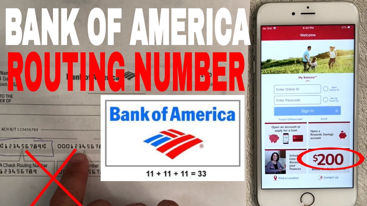 routing number bank of america