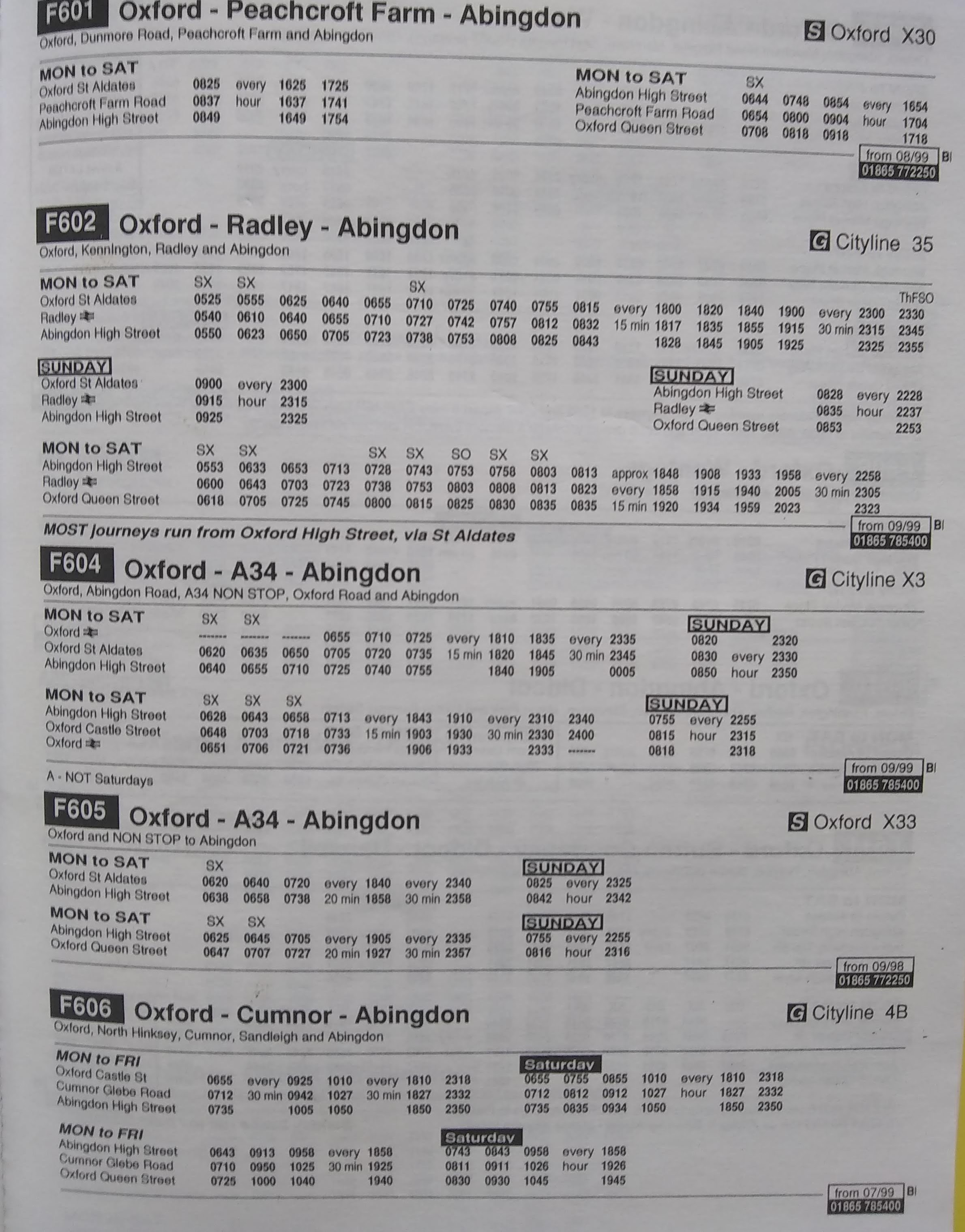 oxford x2 bus timetable