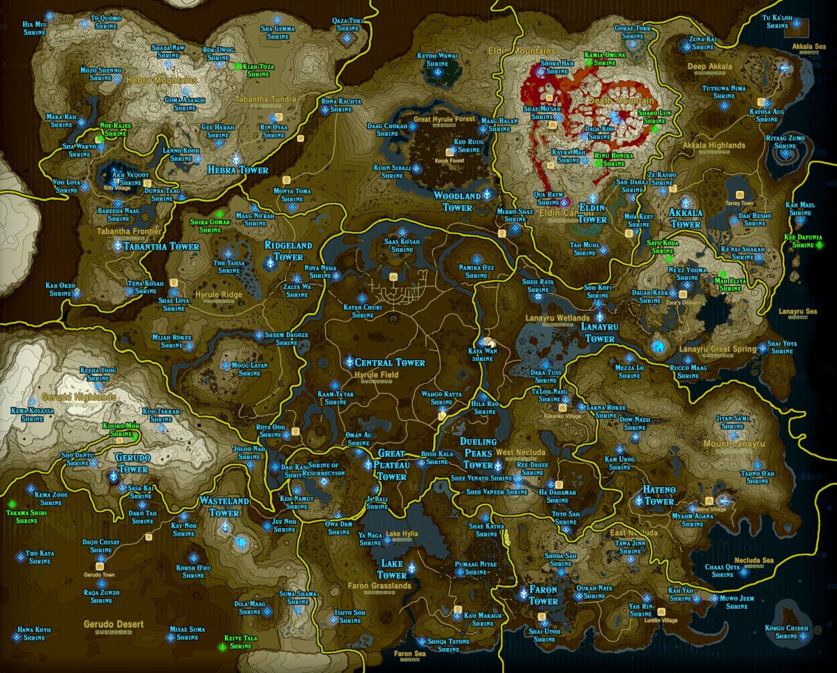 shrines zelda map