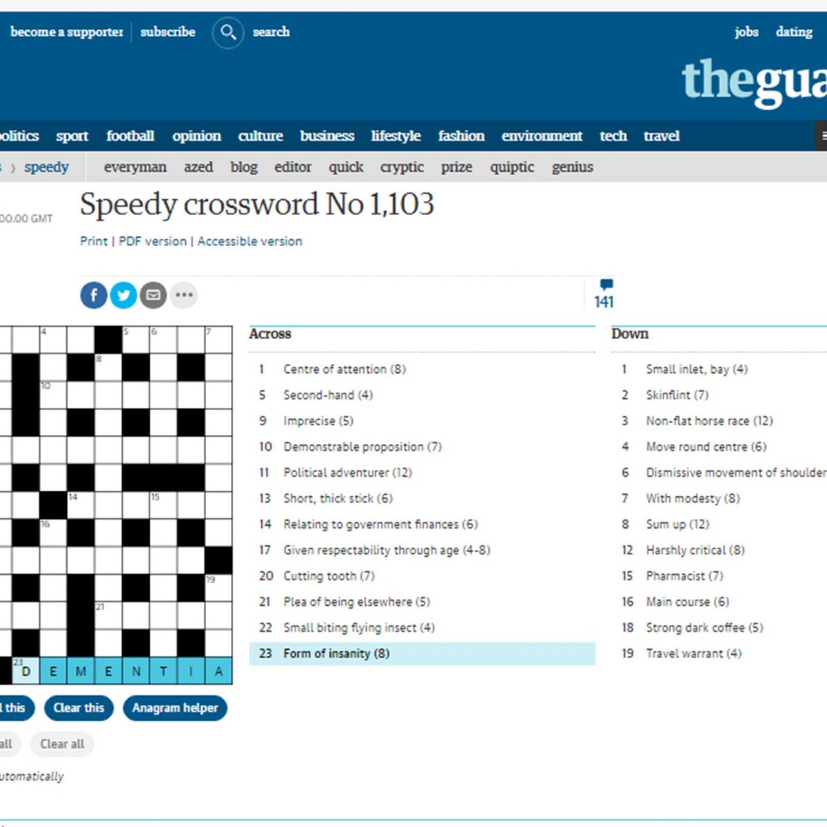 criticise crossword