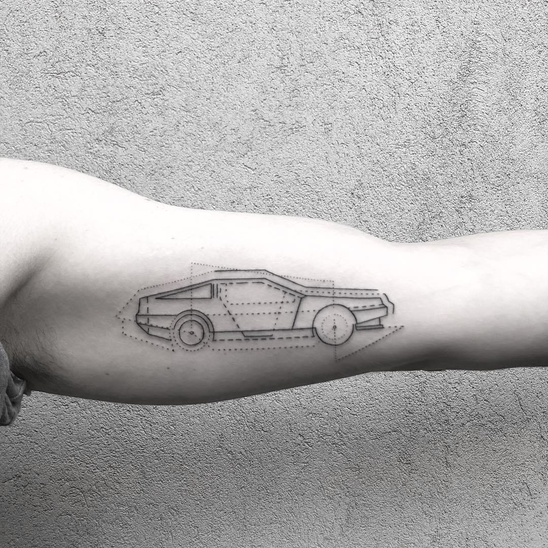 fine line car tattoo