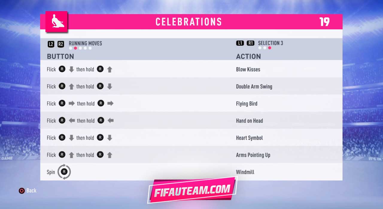 fifa 19 celebrations list ps4