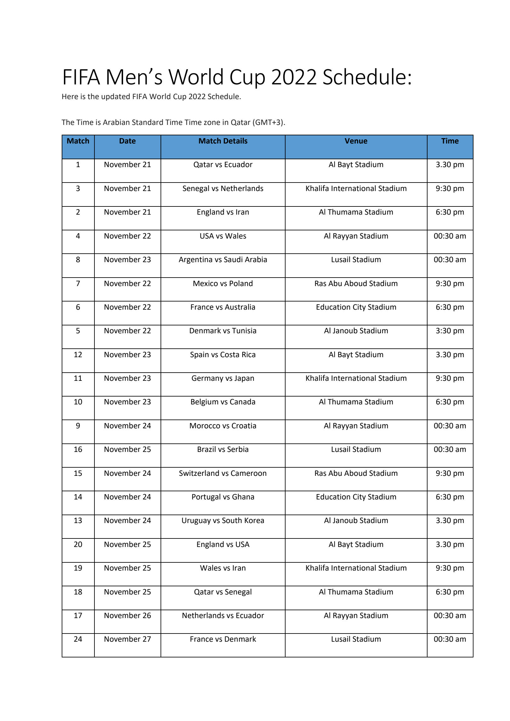 fifa world cup 2022 match list pdf download