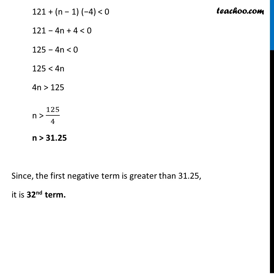 find the first negative term of an ap